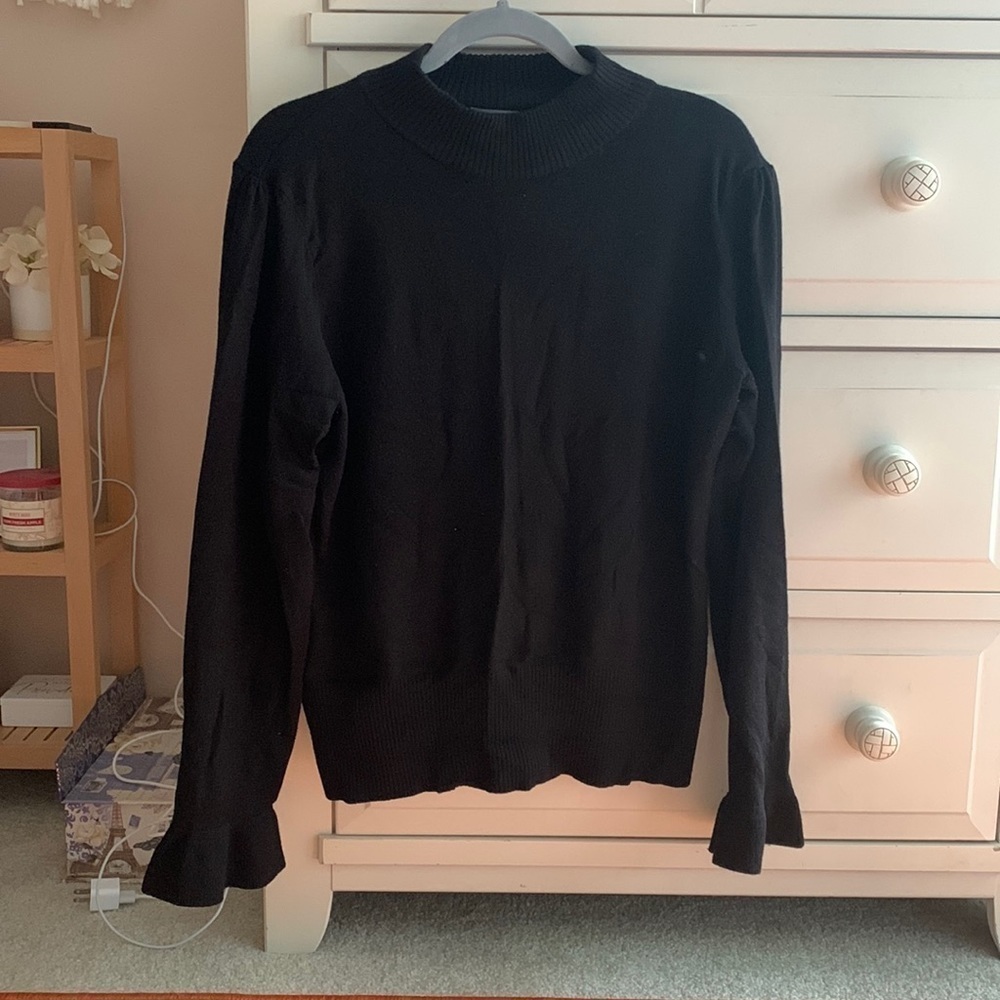 JOSEPH A mock neck sweater with flutter sleeves black medium